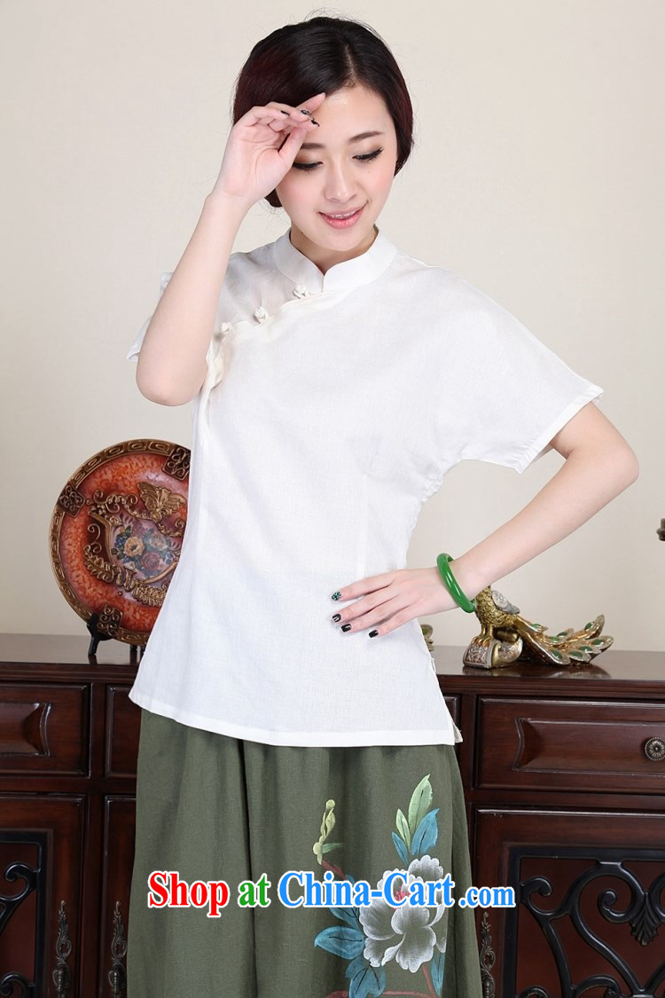 LO . MU Beauty autumn female short-sleeved cotton Ma white macrame-tie Chinese China wind white XXL the XL pictures, price, brand platters! Elections are good character, the national distribution, so why buy now enjoy more preferential! Health