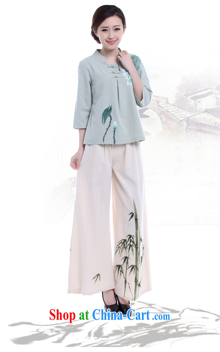 LO . MU Beauty autumn cotton the female hand-painted Lotus 7 cuff antique hand-tie China wind jacket green L (the Code) pictures, price, brand platters! Elections are good character, the national distribution, so why buy now enjoy more preferential! Health