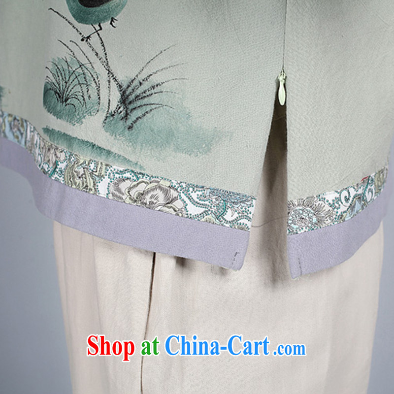 LO . MU Beauty autumn new female units in the sleeveless Chinese Chinese Antique hand painted Chinese Feng Shui the green XXL the XL, LO . MU Beauty, shopping on the Internet