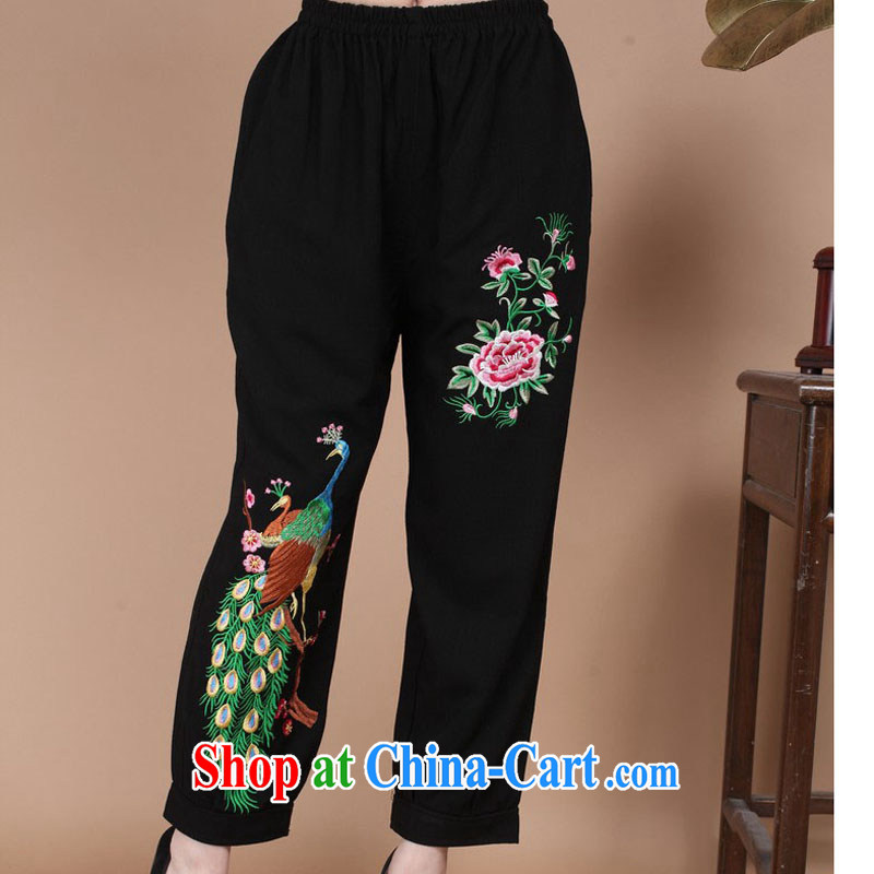 Autumn 2014 the new Korean spring loaded Tang Dress Pants cotton pants women Ethnic Wind Han-wide embroidery girls pants FG - 1 black XXL, charm and Asia Pattaya (Charm Bali), online shopping