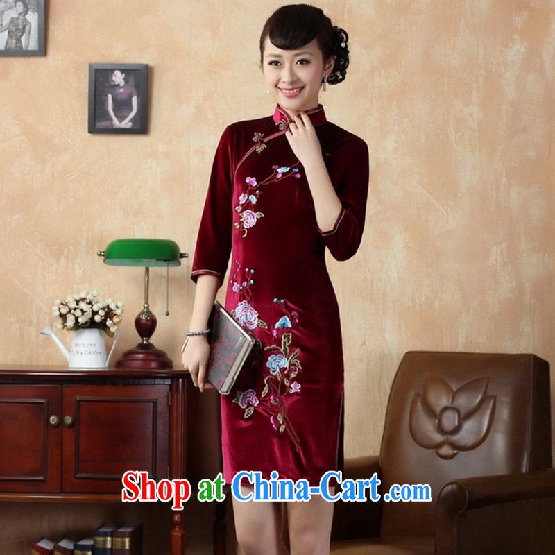 Spend the autumn and the new outfit Tang Women's clothes, collar stretch the wool embroidery, short sleeves cheongsam picture color 2 XL, spend, and shopping on the Internet