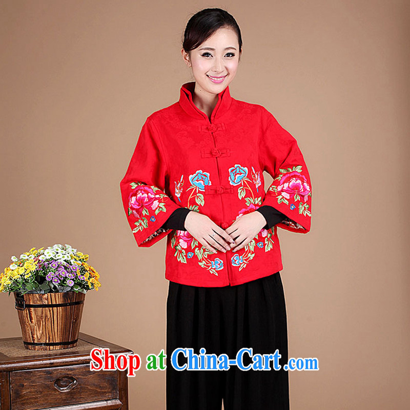 2015 spring loaded Korean embroidery cotton jacquard Chinese Ethnic Wind Tang jackets female FG 01 black XXXL, colorful flowers (HRZILN), and, on-line shopping
