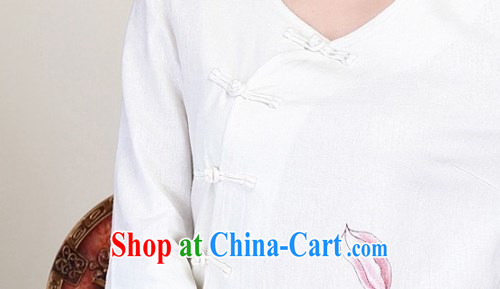 LO . MU Beauty autumn basket, the female hand-painted 100 a Chinese wind T-shirt retro V collar cuff Tang with white S code small, pictures, price, brand platters! Elections are good character, the national distribution, so why buy now enjoy more preferential! Health