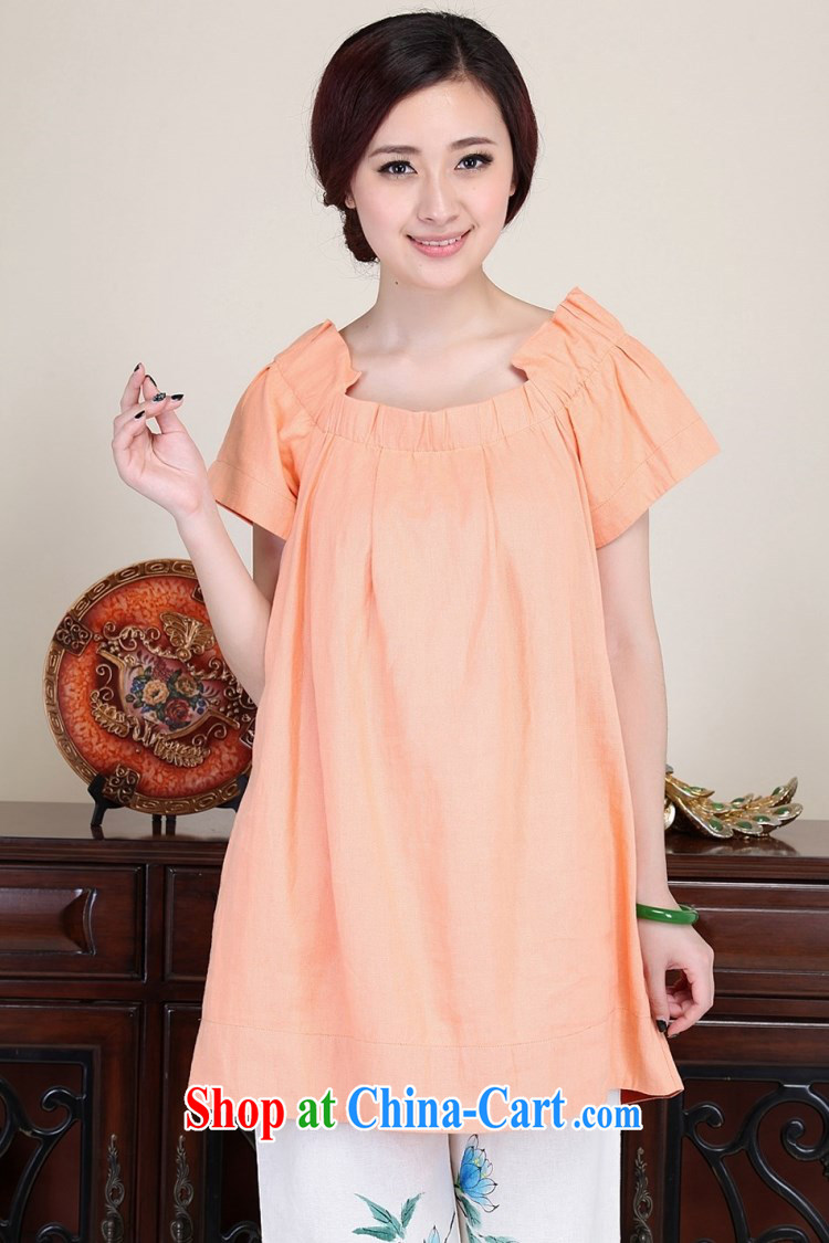 LO . MU Beauty autumn female China wind of cotton color the classic fans hem for dolls in the long T-shirt, light orange color code pictures, price, brand platters! Elections are good character, the national distribution, so why buy now enjoy more preferential! Health