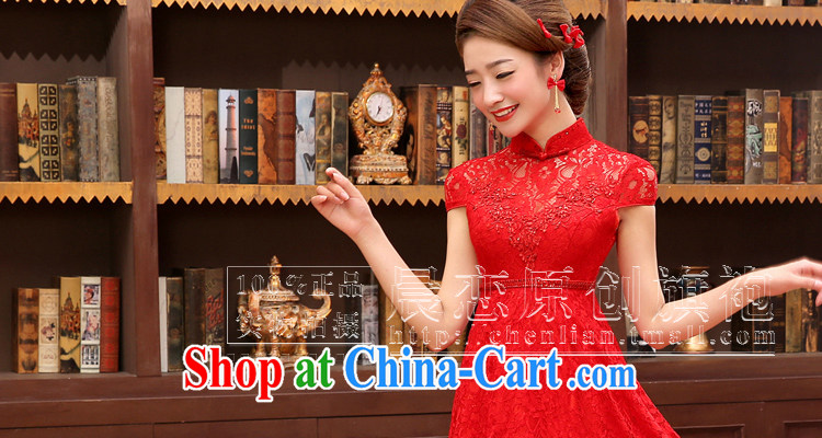 Early Morning, 2014 new cheongsam dress short wedding dresses, red lace retro improved wedding bridal toast serving red XXL pictures, price, brand platters! Elections are good character, the national distribution, so why buy now enjoy more preferential! Health