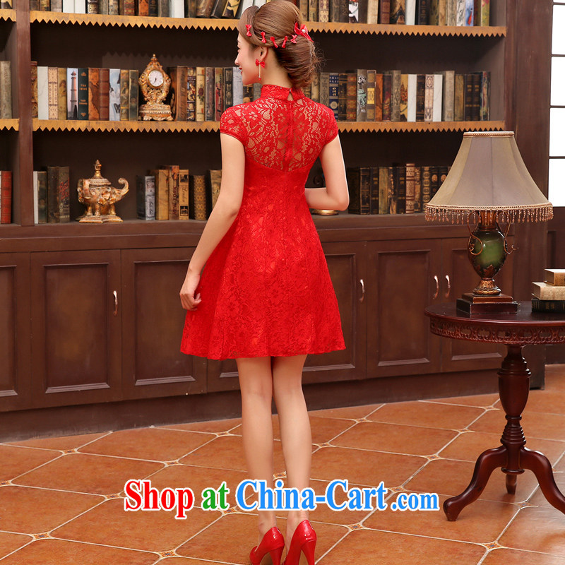 Early Morning, 2014 new cheongsam dress short wedding dresses, red lace retro improved wedding bridal toast serving red XXL morning land, shopping on the Internet