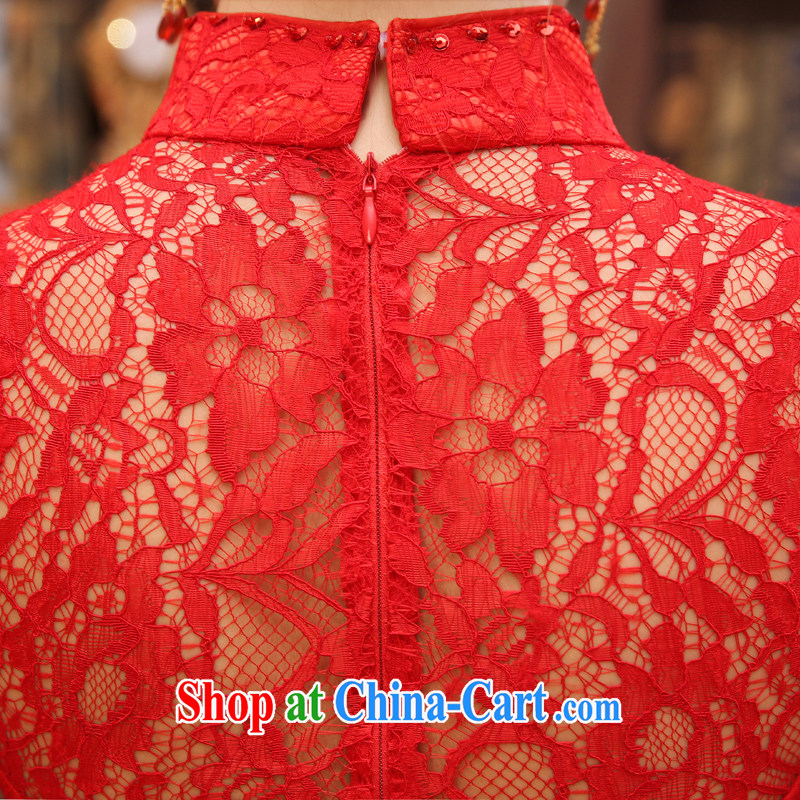 Early Morning, 2014 new cheongsam dress short wedding dresses, red lace retro improved wedding bridal toast serving red XXL morning land, shopping on the Internet