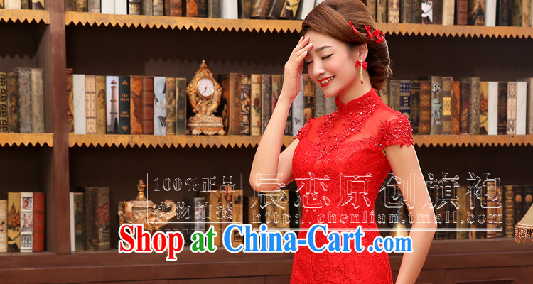 Early Morning, 2014 new cheongsam dress short wedding dresses, red lace retro improved wedding bridal toast serving red XL pictures, price, brand platters! Elections are good character, the national distribution, so why buy now enjoy more preferential! Health