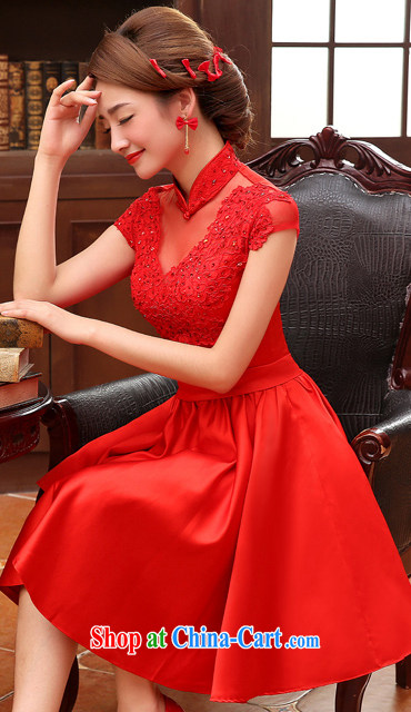 Early Morning, 2014 new cheongsam dress short wedding dresses, red lace retro improved wedding bridal toast serving red M pictures, price, brand platters! Elections are good character, the national distribution, so why buy now enjoy more preferential! Health