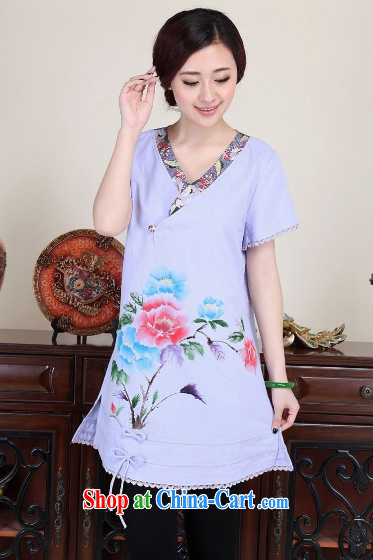 LO . MU Beauty autumn basket, the female Chinese wind master hand painted Peony shirt-buckle cuff Chinese violet XXL the XL pictures, price, brand platters! Elections are good character, the national distribution, so why buy now enjoy more preferential! Health