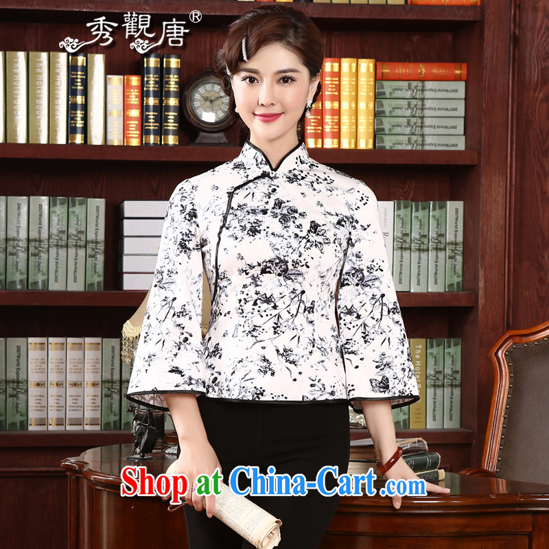 The CYD HO Kwun Tong' MR NGAN KAM-CHUEN _The 2015 spring, antique Chinese T-shirt new long-sleeved Chinese T-shirt TC 4719 fancy S