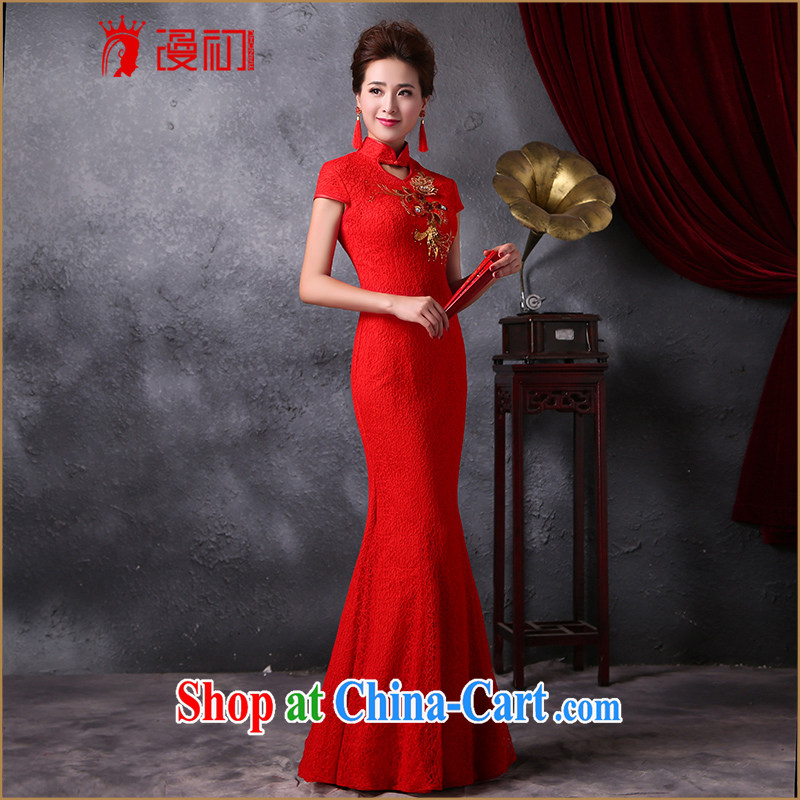 Definition 2015 early spring beauty stylish new outfit long retro improved crowsfoot cheongsam style wedding dress red XXL, diffuse, and shopping on the Internet