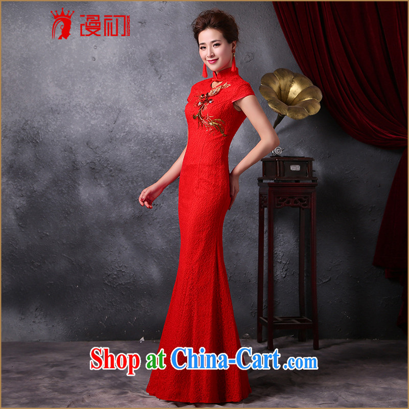 Definition 2015 early spring beauty stylish new outfit long retro improved crowsfoot cheongsam style wedding dress red XXL, diffuse, and shopping on the Internet