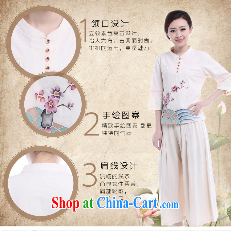 LO . MU Beauty 2014 Autumn Chinese cotton Ma girl T-shirt hand-painted a Phillips, 7 for the cuff Chinese Ethnic Wind T-shirt m White L (the Code) pictures, price, brand platters! Elections are good character, the national distribution, so why buy now enjoy more preferential! Health