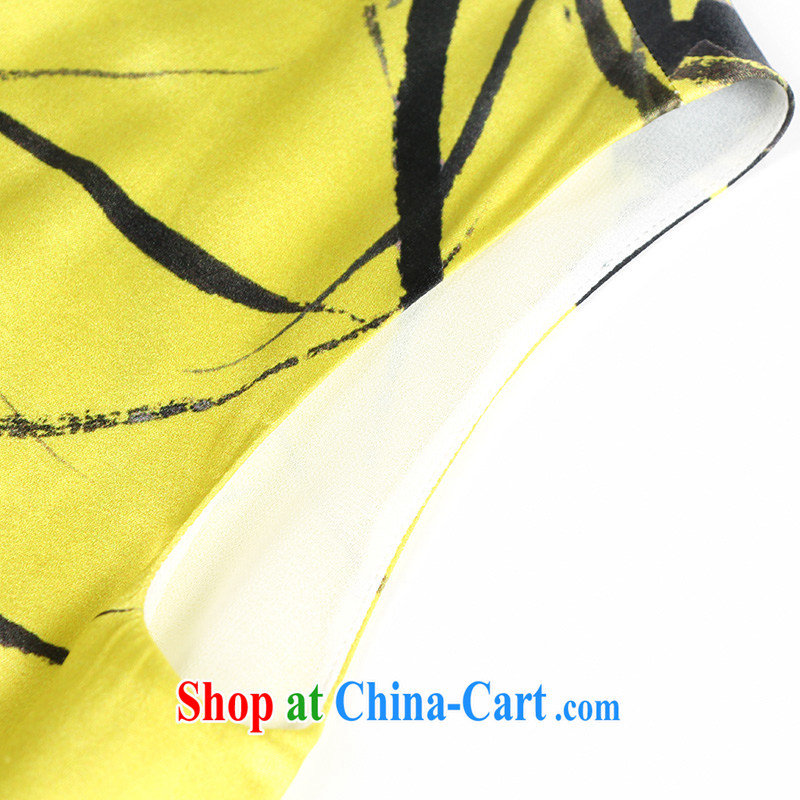 once and for all and fatally jealous drunk Song sauna Silk Cheongsam dress 2014 summer improved stylish beauty Silk Cheongsam dress yellow L, fatally jealous once and for all, and shopping on the Internet