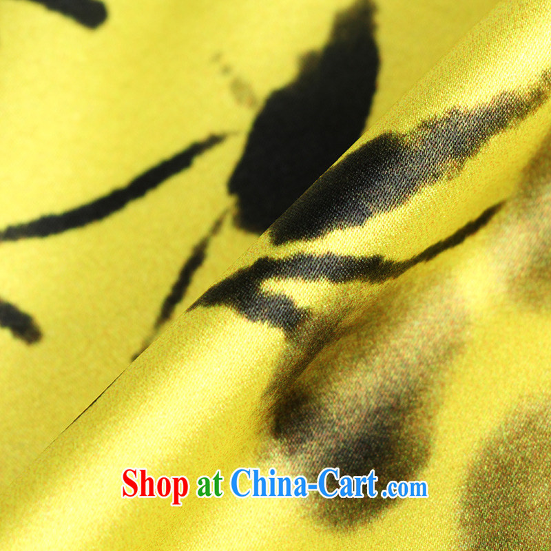 once and for all and fatally jealous drunk Song sauna Silk Cheongsam dress 2014 summer improved stylish beauty Silk Cheongsam dress yellow L, fatally jealous once and for all, and shopping on the Internet