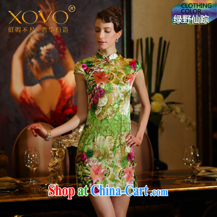 XOVO upscale female 2014 summer short-sleeve stamp Silk Cheongsam shirt retro sauna Silk Cheongsam see Wicked XXL pictures, price, brand platters! Elections are good character, the national distribution, so why buy now enjoy more preferential! Health