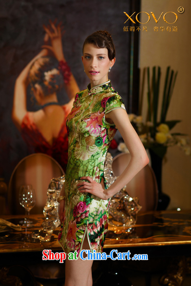 XOVO upscale female 2014 summer short-sleeve stamp Silk Cheongsam shirt retro sauna Silk Cheongsam see Wicked XXL pictures, price, brand platters! Elections are good character, the national distribution, so why buy now enjoy more preferential! Health