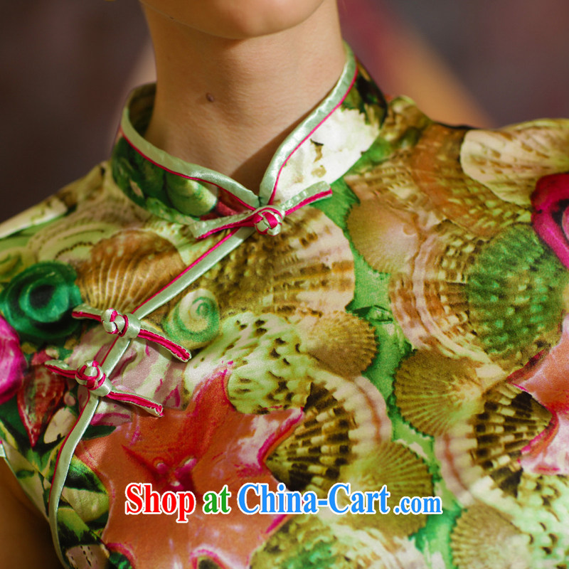 XOVO upscale female 2014 summer short-sleeve stamp Silk Cheongsam shirt retro sauna Silk Cheongsam see Wicked XXL, XOVO, shopping on the Internet