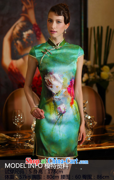 XOVO big boutique girls 2014 summer improved stylish Silk Cheongsam retro Silk Cheongsam dress green garden Peony XXL pictures, price, brand platters! Elections are good character, the national distribution, so why buy now enjoy more preferential! Health