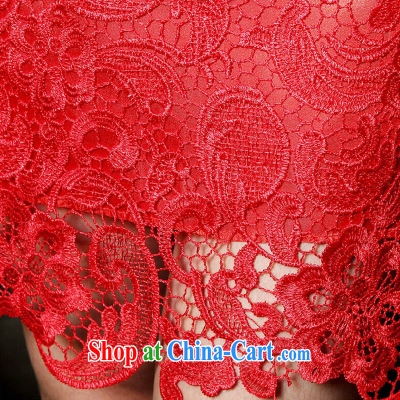 7 color 7 tone 2015 new marriage short dress red lace retro improved wedding bridal toast clothing cheongsam dress QP 001 red long M (waist 2 feet 1, 7 color 7 tone, shopping on the Internet