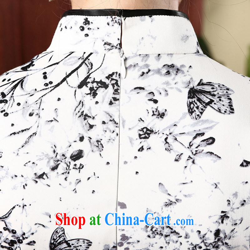 The CYD HO Kwun Tong' Selina CHOW, cheongsam dress 2015 new elegant antique beauty spring dresses dresses QZ 4742 black and white XXL, Sau looked Tang, shopping on the Internet