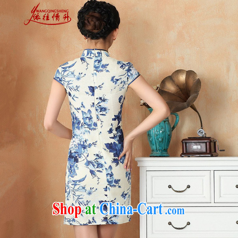According to the conditions in summer and stylish new products, for a tight hand-painted beauty short sleeves cheongsam dress WNS/2391 #cowboy color S, according to the situation, and, on-line shopping