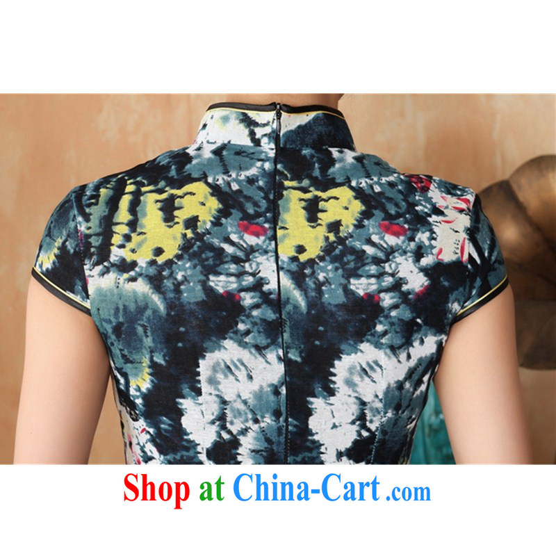 According to the conditions in summer and stylish new products, for a tight hand-painted beauty short sleeves cheongsam dress WNS/2391 #cowboy color S, according to the situation, and, on-line shopping
