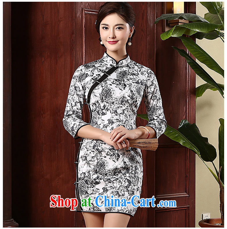 The CYD HO Kwun Tong' of 2015, new cheongsam dress Stylish retro autumn and the cheongsam dress QZ 4730 black-and-white XXL pictures, price, brand platters! Elections are good character, the national distribution, so why buy now enjoy more preferential! Health