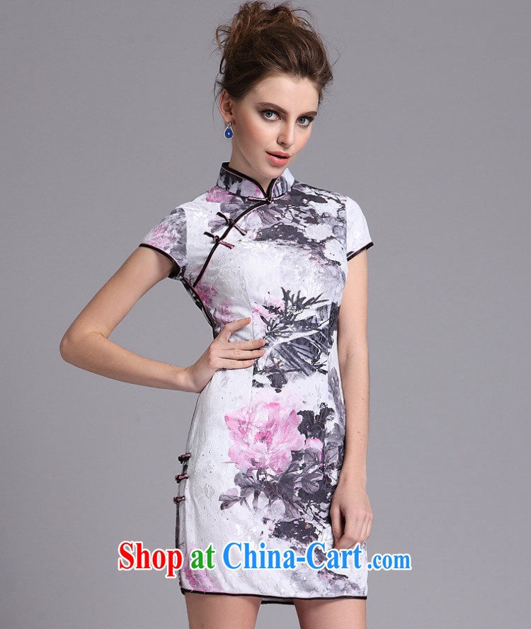 ZK female 2014 summer, the cheongsam dress cheongsam dress improved retro sexy outfit female white XXL pictures, price, brand platters! Elections are good character, the national distribution, so why buy now enjoy more preferential! Health