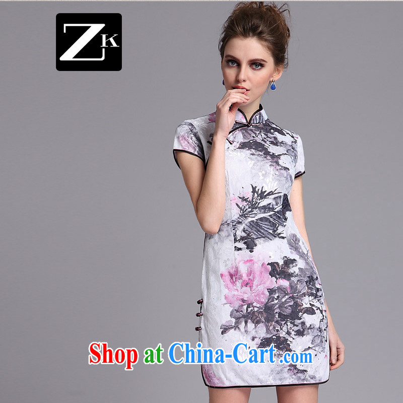 ZK female 2014 summer, the cheongsam dress cheongsam dress improved retro sexy outfit female white XXL, ZK, and shopping on the Internet