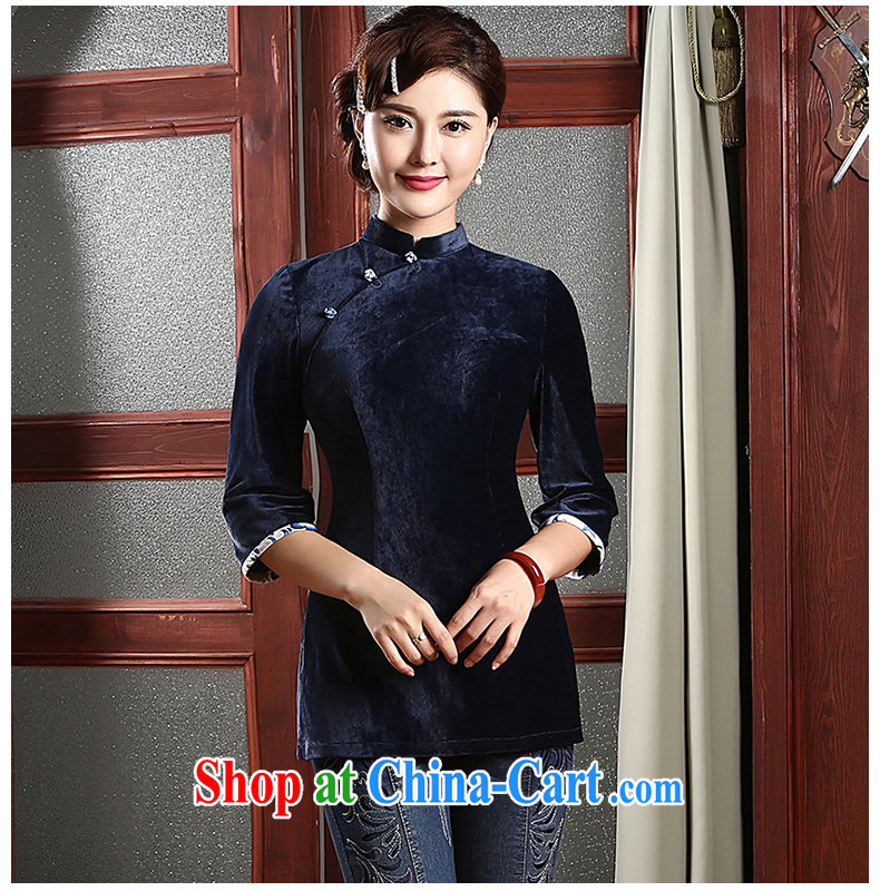 The CYD HO Kwun Tong' antique 2015 new autumn Tang Women's clothes Chinese improved China's Ethnic Wind T-shirt MOM replace TZ 4740 dark blue XXL pictures, price, brand platters! Elections are good character, the national distribution, so why buy now enjoy more preferential! Health