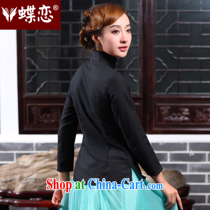 Butterfly Lovers 2015 spring new stylish improved cheongsam shirt China wind cotton the Chinese female T-shirt 47,020 black XXL, Butterfly Lovers, shopping on the Internet