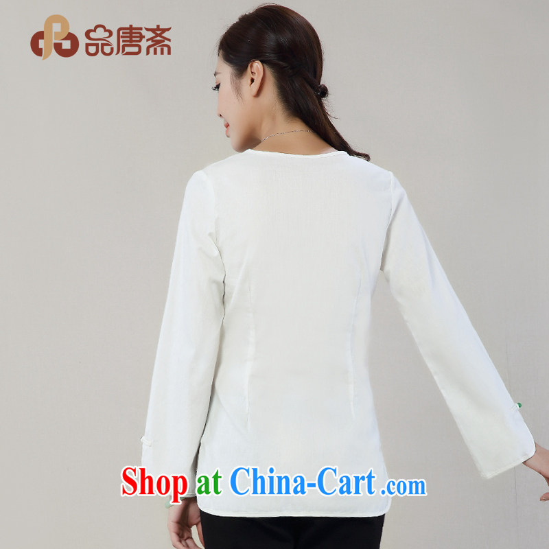 Mr Henry Tang, Id al-Fitr autumn 2014 the new National wind hand-painted cotton Ma-Tie long-sleeved improved Han-tang T-shirt with white XXL, Tang Id al-Fitr, shopping on the Internet