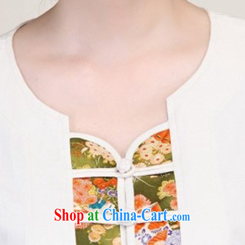 LO . MU Beauty fall 2014 cotton the female hand-painted Lotus short-sleeved China Tang with long T-shirt improved cheongsam white S, LO . MU Beauty, shopping on the Internet