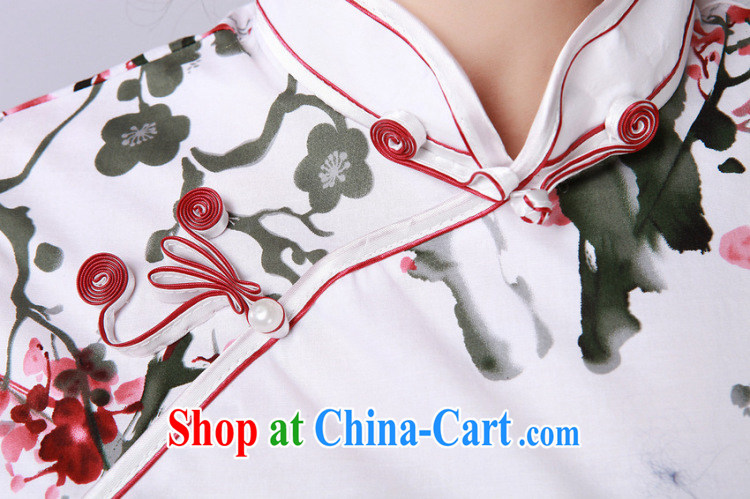spend the summer with new, improved, Ms. Tang on the collar is tight hand-painted robes cotton short cheongsam white 2XL pictures, price, brand platters! Elections are good character, the national distribution, so why buy now enjoy more preferential! Health