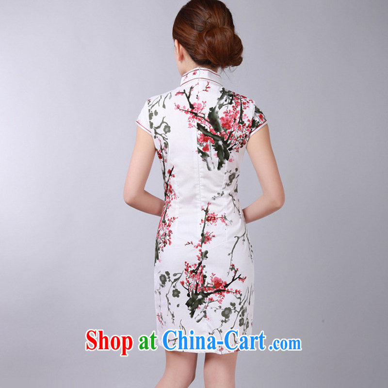 spend the summer with new, improved, Ms. Tang on the collar is tight hand-painted robes cotton short cheongsam white 2XL, figure, and shopping on the Internet