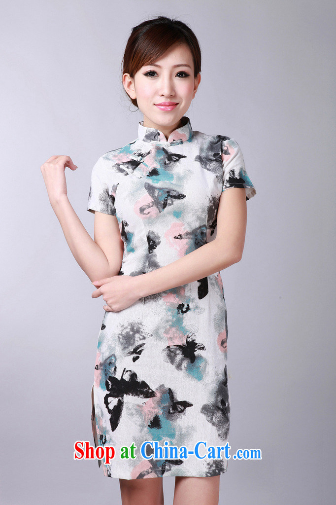 Take the Ms. replace the collar is tight beauty painting graphics thin cheongsam linen clothes cheongsam white M pictures, price, brand platters! Elections are good character, the national distribution, so why buy now enjoy more preferential! Health