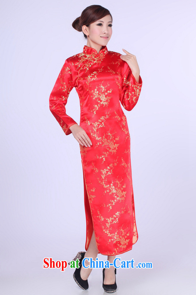 Spend figure, Tang on the collar is tight damask cheongsam qipao etiquette marriages long-sleeved robes red 2 XL pictures, price, brand platters! Elections are good character, the national distribution, so why buy now enjoy more preferential! Health