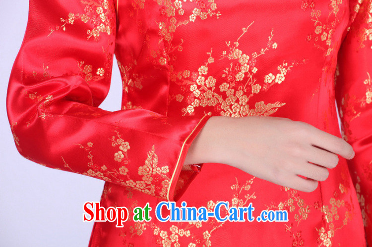 Spend figure, Tang on the collar is tight damask cheongsam qipao etiquette marriages long-sleeved robes red 2 XL pictures, price, brand platters! Elections are good character, the national distribution, so why buy now enjoy more preferential! Health