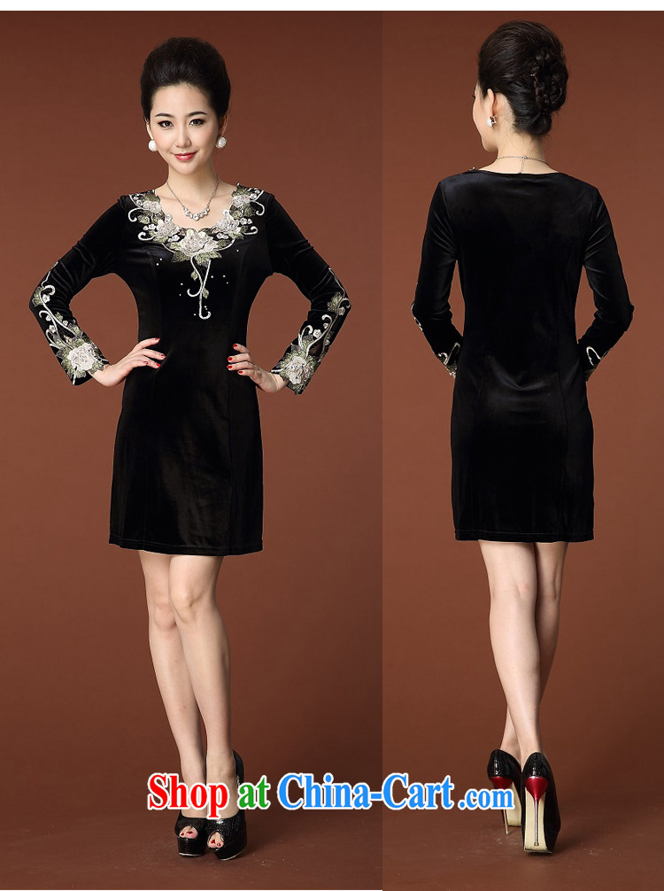Autumn 2014 the new big, female temperament cultivating long-sleeved gold velour new dresses qipao 8352 #black 4XL pictures, price, brand platters! Elections are good character, the national distribution, so why buy now enjoy more preferential! Health