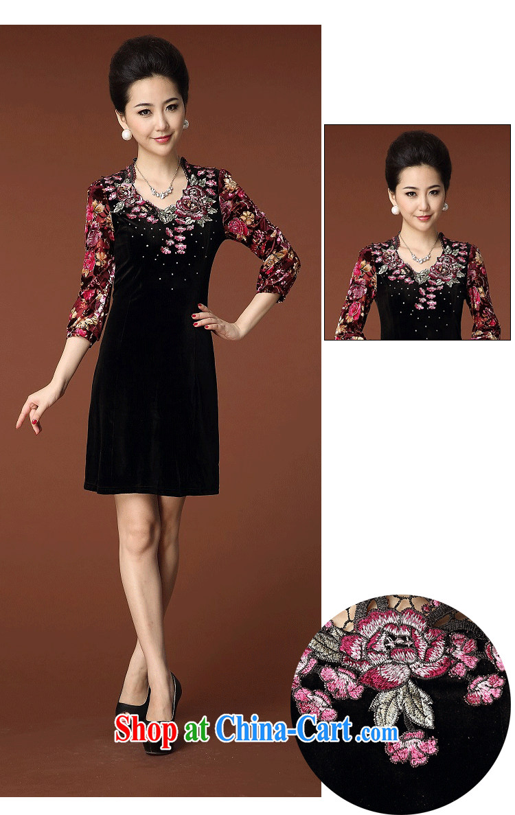 In 2014 older MOM autumn is new, the commute's embroidery embroidered long-sleeved gold velour dress qipao 8351 black 5 XL pictures, price, brand platters! Elections are good character, the national distribution, so why buy now enjoy more preferential! Health