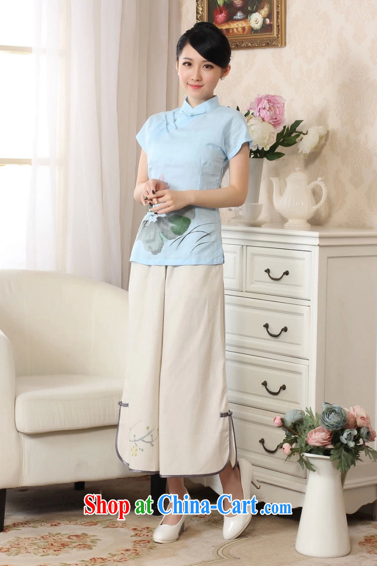 The Balaam poetry 2014 new female Ethnic Wind hand-painted Lotus carved with comfortable cotton Ms. Yau Ma Tei T-shirt short-sleeved Chinese blue lake S pictures, price, brand platters! Elections are good character, the national distribution, so why buy now enjoy more preferential! Health