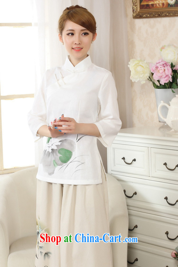 Spend the autumn and the new hand-painted dresses T-shirt, cotton for the linen Chinese Ethnic Wind female Tang with improved white XL pictures, price, brand platters! Elections are good character, the national distribution, so why buy now enjoy more preferential! Health