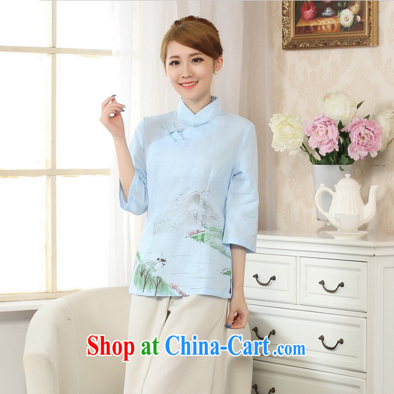 Spend the autumn and the new hand-painted dresses T-shirt cotton linen the Chinese Tang with improved national wind blouses - A 2 XL, spend, and shopping on the Internet