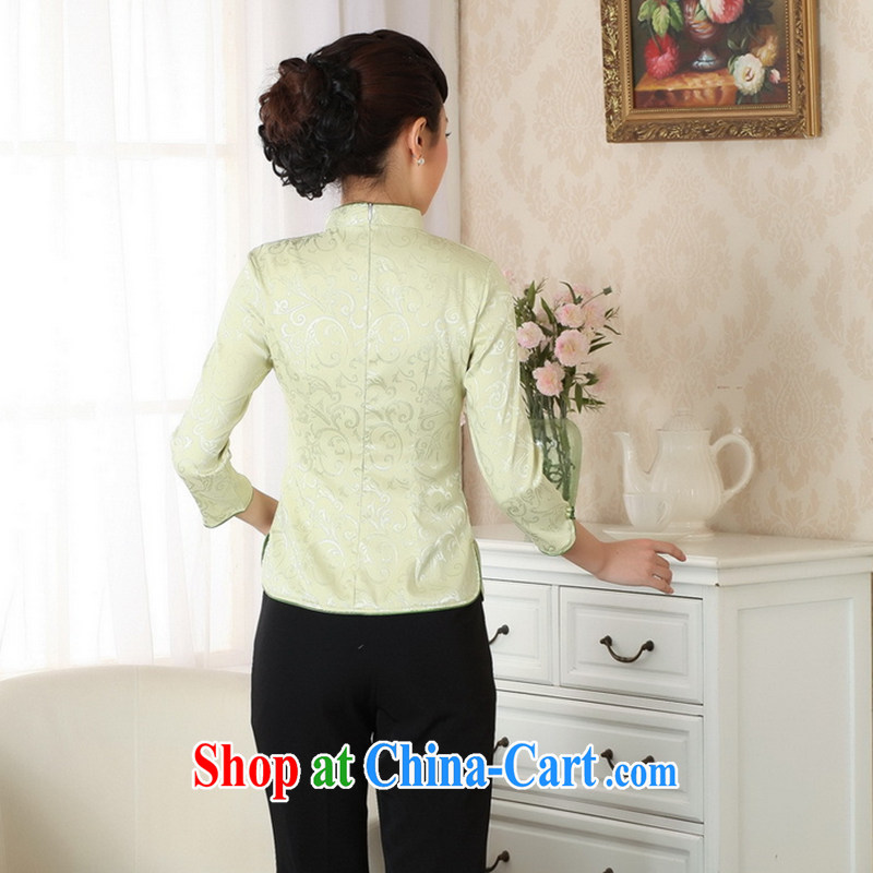 Take the fall with new products, for improved cheongsam Chinese Chinese Tang Women's clothes is a tight T-shirt pure cotton Tang on the fastener - A green 2 XL, figure, and, on-line shopping