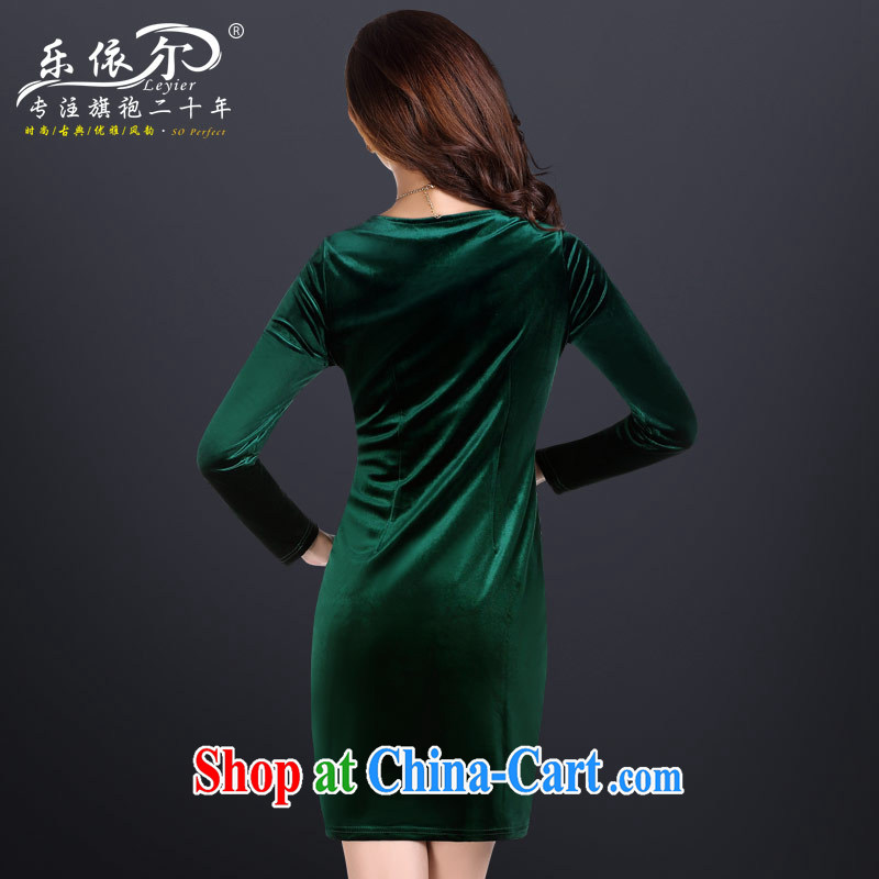 And, according to the autumn wool long-sleeved dresses retro embroidered cheongsam dress improved stylish beauty skirt green XXL, in accordance with (leyier), and shopping on the Internet