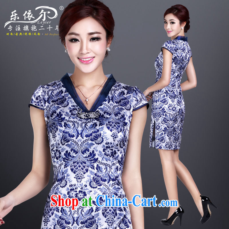 And, according to Mr Ronald ARCULLI is stylish and elegant qipao blue and white porcelain antique Ethnic Wind improved daily cheongsam dress blue XXL, in accordance with (leyier), online shopping