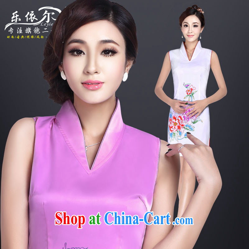 And, in accordance with paragraph summer elegant qipao stylish improved sexy short dresses V for retro dresses skirt dress pink M, in accordance with (leyier, qipao/Tang, and shopping on the Internet