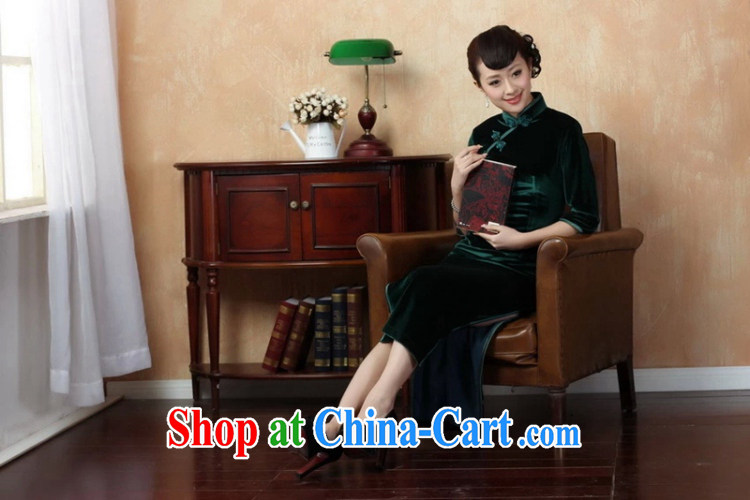 The Balaam poetry elegant ladies handcrafted solid color-stretch the wool 7 cuff long cheongsam green 3XL pictures, price, brand platters! Elections are good character, the national distribution, so why buy now enjoy more preferential! Health